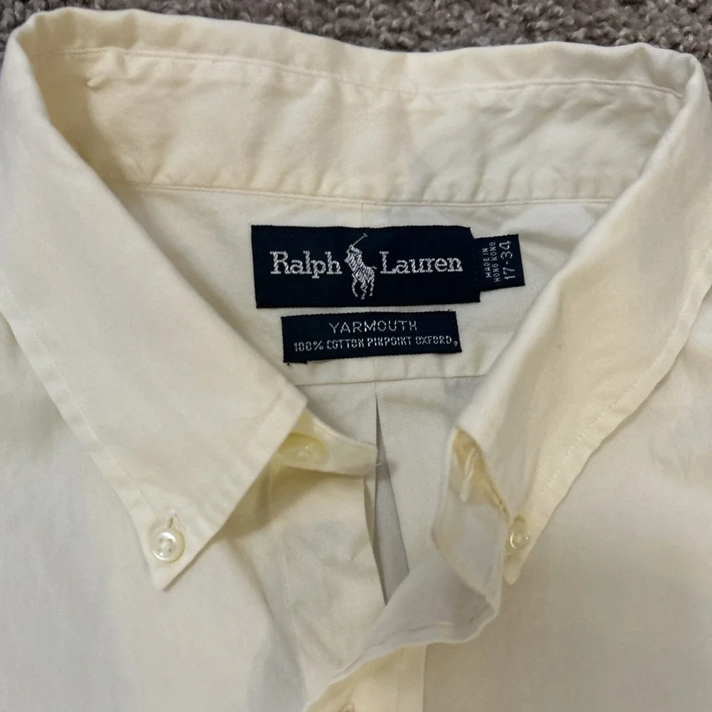 Ralph Lauren Shirt Men's 17 X 34 Yarmouth‎ Yellow Button Down L/S